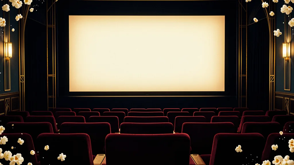 A warm, classic movie theater auditorium
